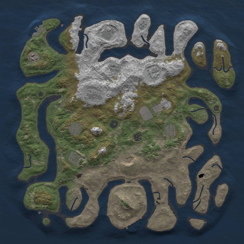 Rust Map: Procedural Map, Size: 4500, Seed: 233553, 22 Monuments