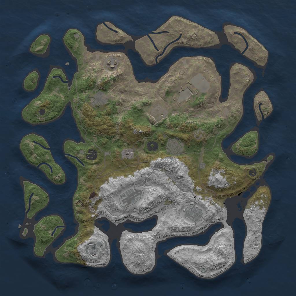 Rust Map: Procedural Map, Size: 4000, Seed: 583819233, 12 Monuments