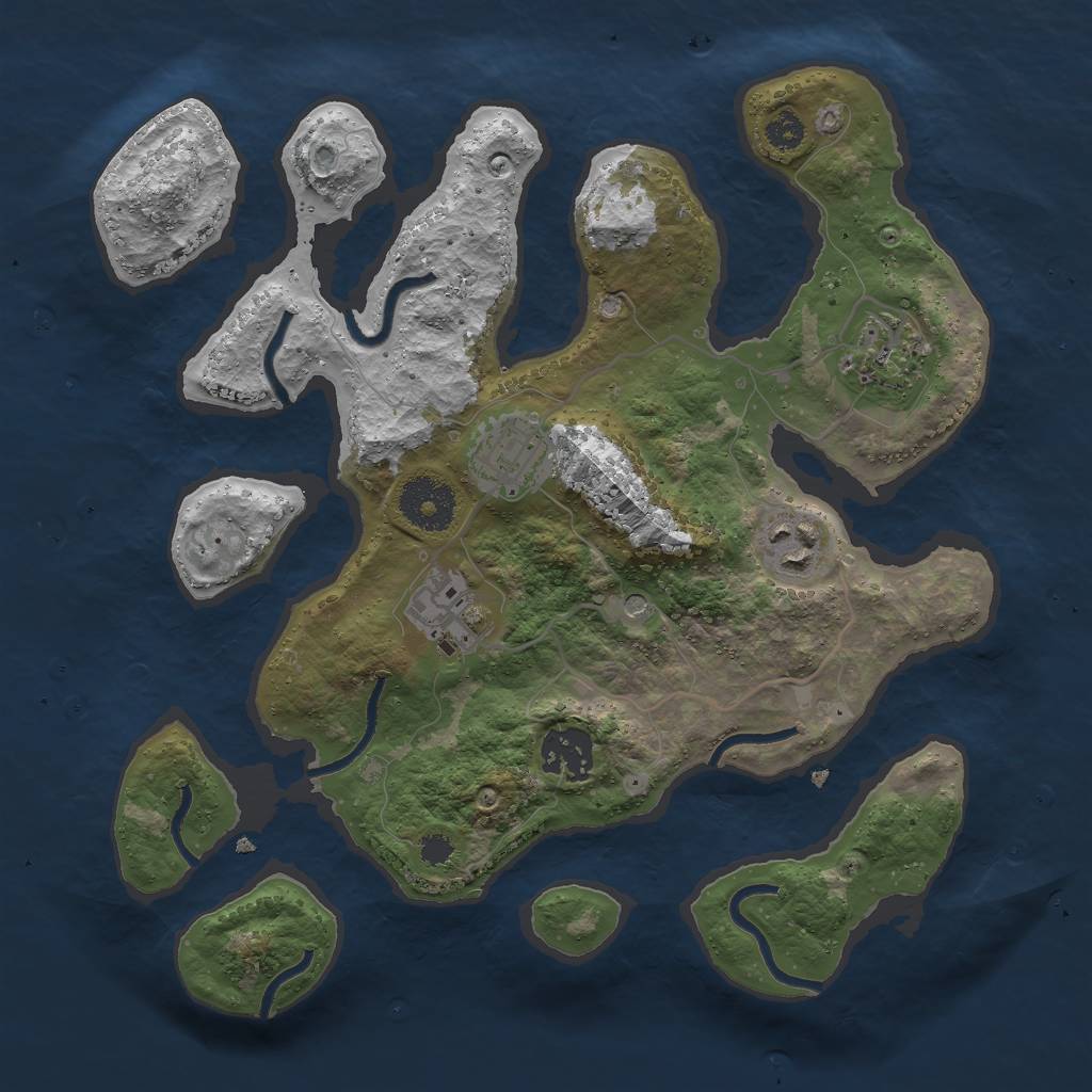 Rust Map: Procedural Map, Size: 3000, Seed: 440697166, 8 Monuments