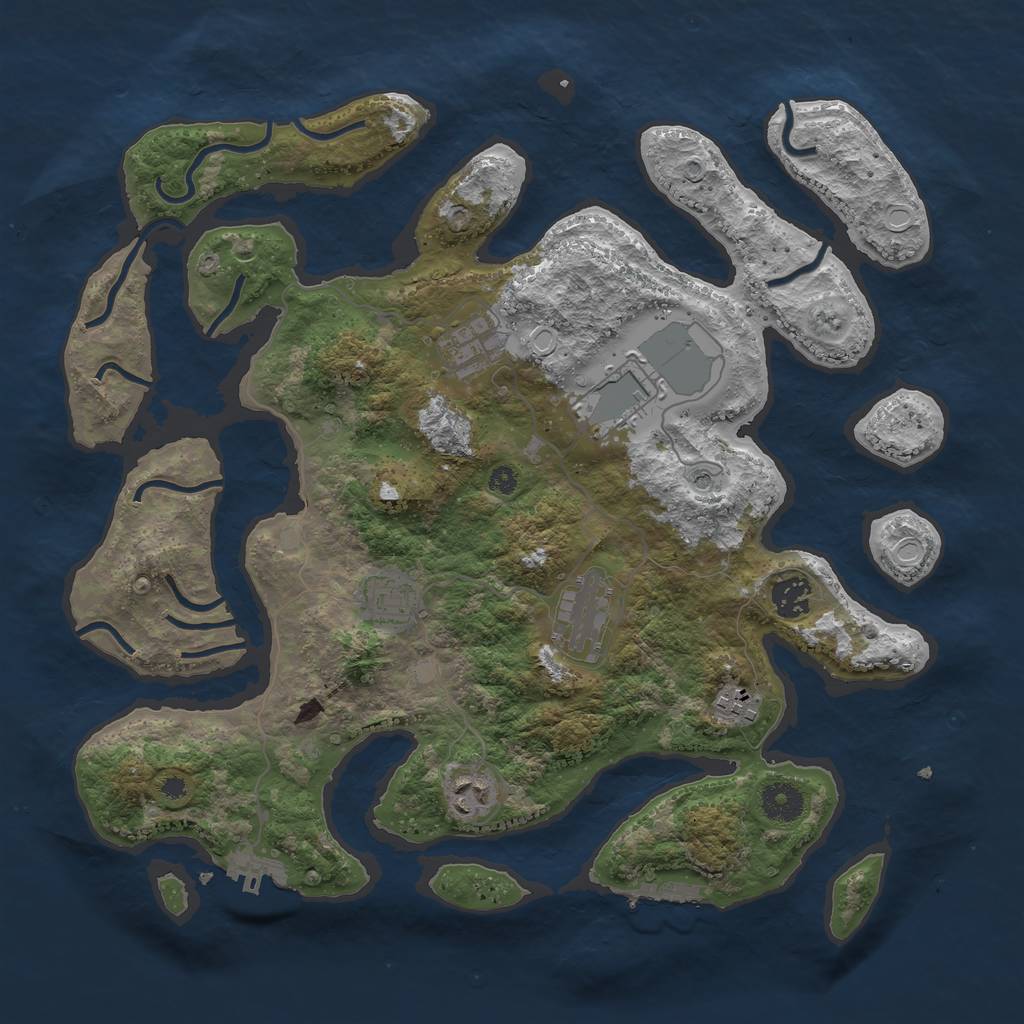 Rust Map: Procedural Map, Size: 3751, Seed: 1234567890, 15 Monuments