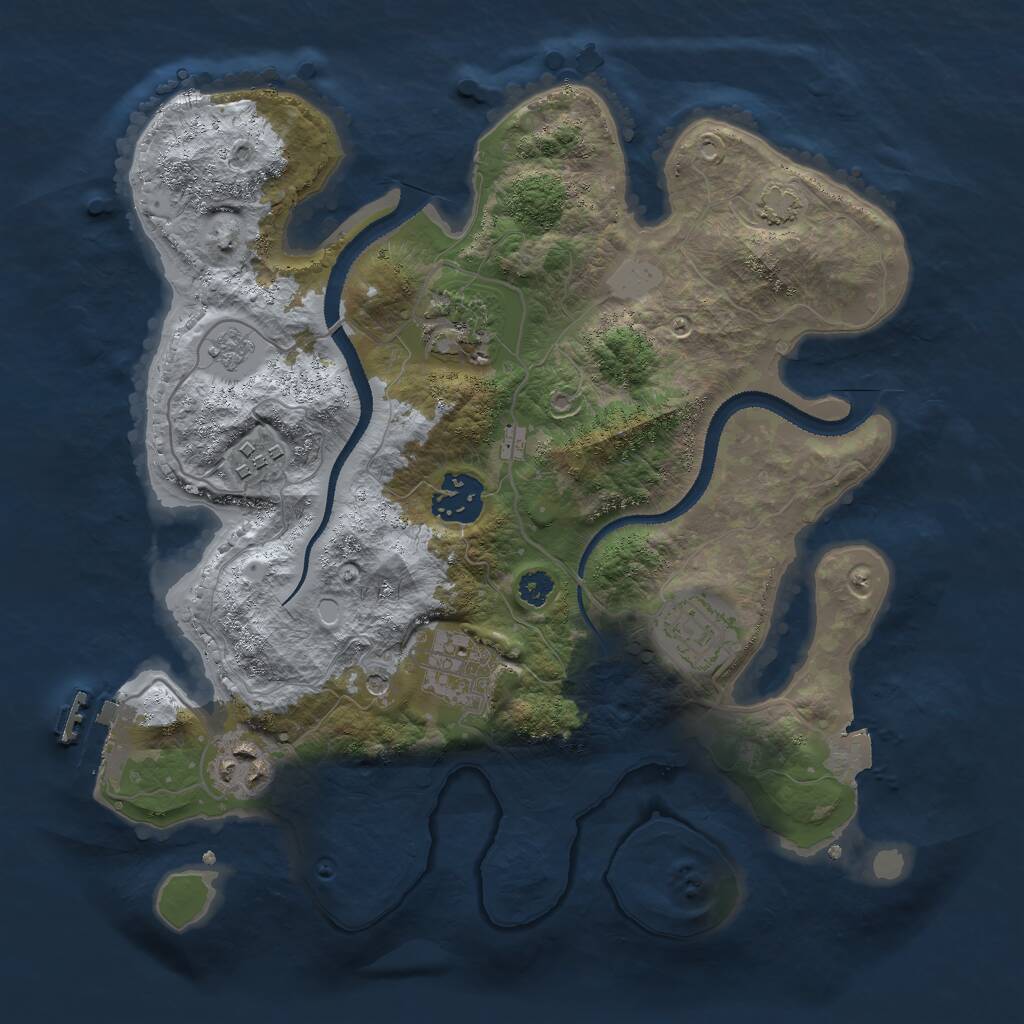 Rust Map: Procedural Map, Size: 3000, Seed: 37683, 11 Monuments