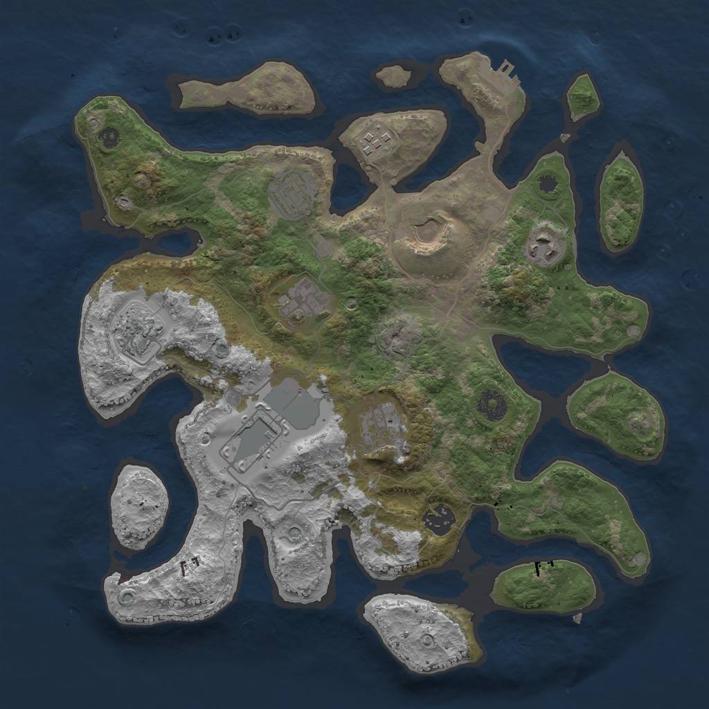 Rust Map: Procedural Map, Size: 3500, Seed: 7135414, 13 Monuments