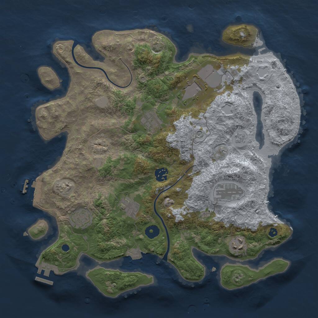 Rust Map: Procedural Map, Size: 3500, Seed: 731680104, 13 Monuments
