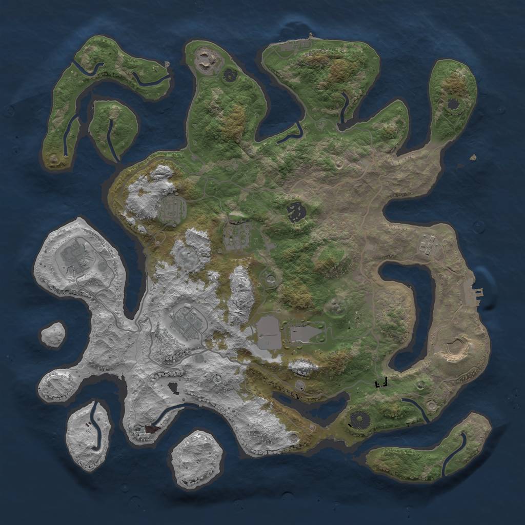 Rust Map: Procedural Map, Size: 4000, Seed: 66830, 14 Monuments