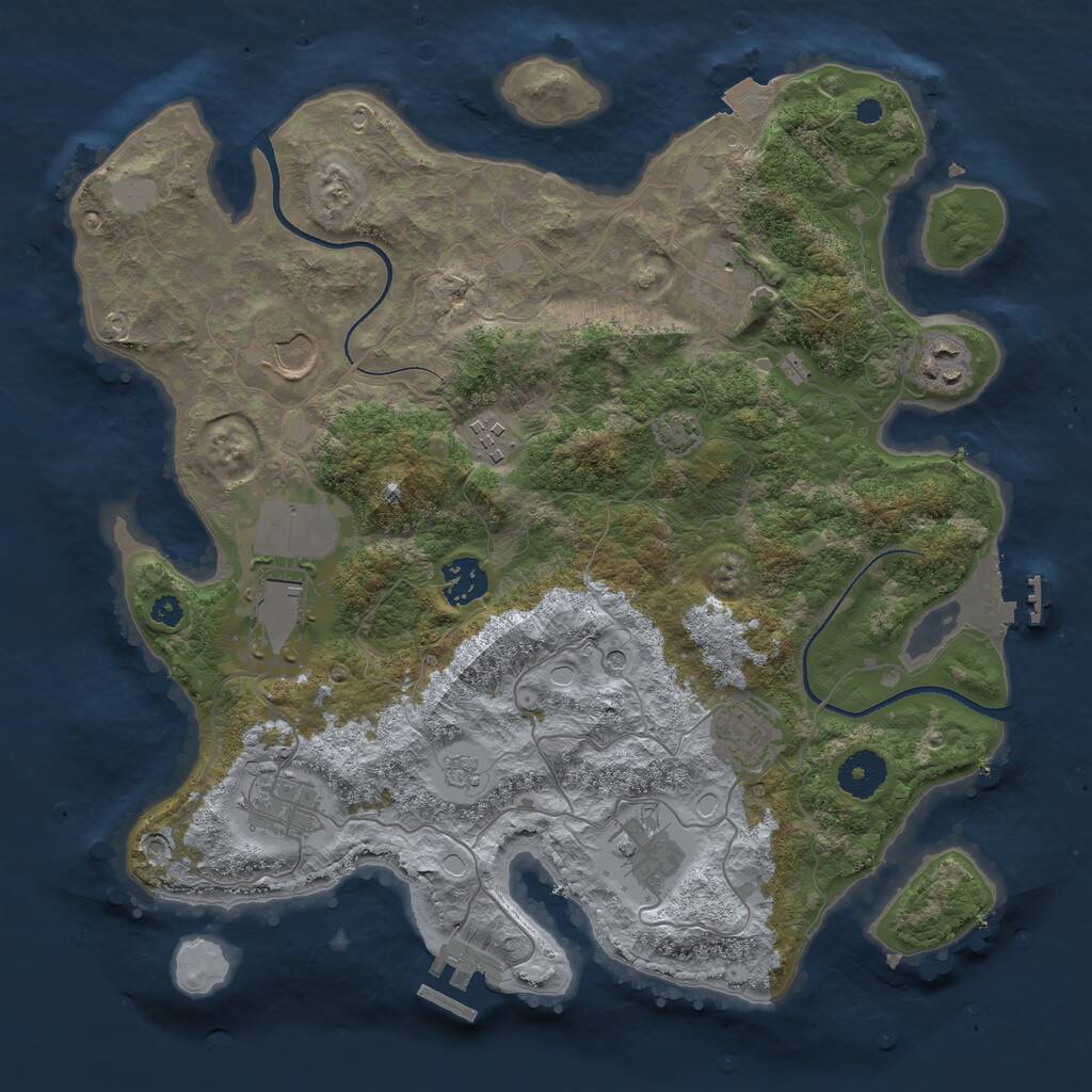 Rust Map: Procedural Map, Size: 3500, Seed: 1595292859, 15 Monuments
