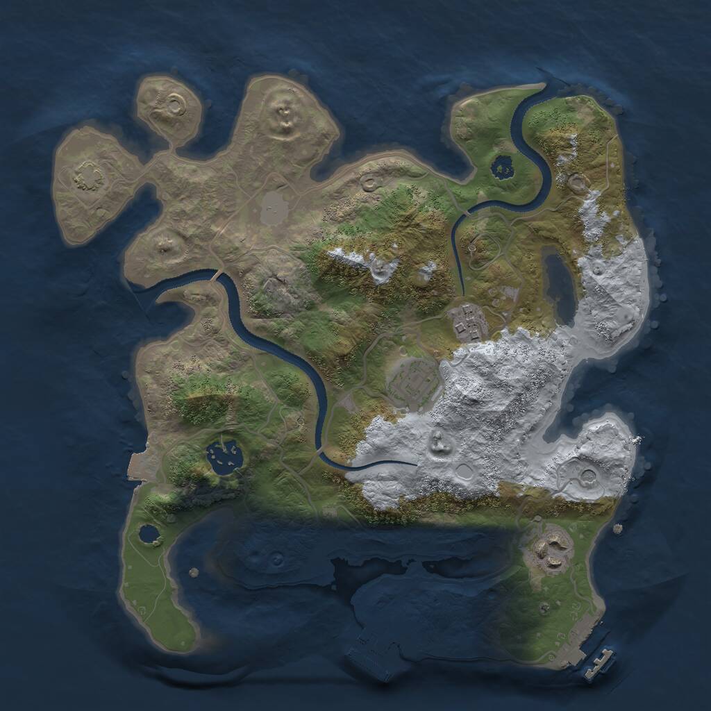 Rust Map: Procedural Map, Size: 3000, Seed: 291050764, 9 Monuments