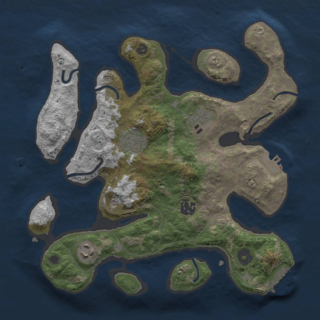 Rust Map: Procedural Map, Size: 3000, Seed: 18238125, 9 Monuments