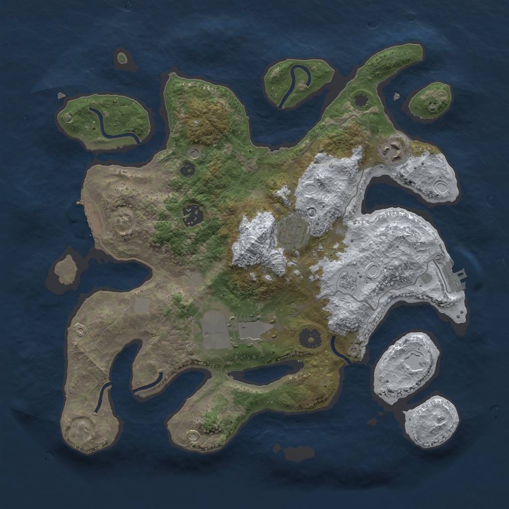 Rust Map: Procedural Map, Size: 3500, Seed: 753253452, 13 Monuments