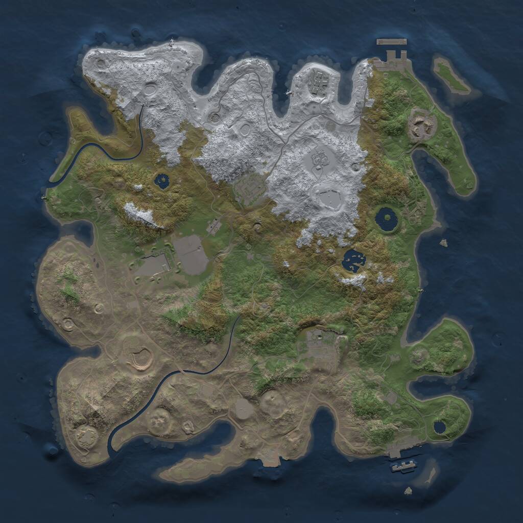 Rust Map: Procedural Map, Size: 3500, Seed: 48304, 13 Monuments