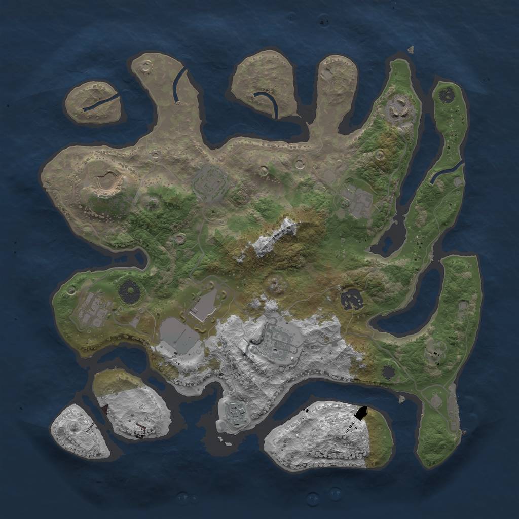 Rust Map: Procedural Map, Size: 3500, Seed: 1500764157, 13 Monuments