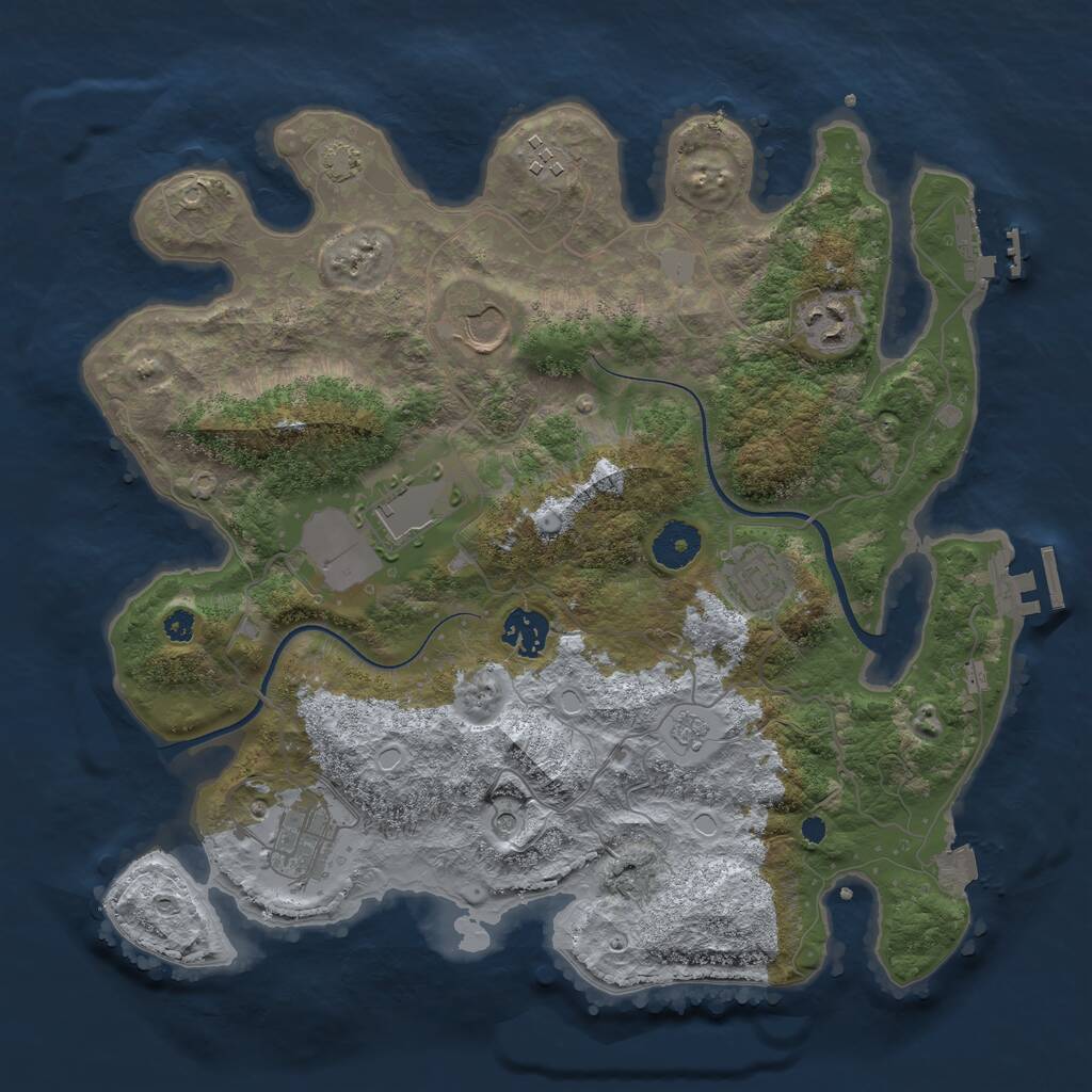 Rust Map: Procedural Map, Size: 3500, Seed: 1500764157, 13 Monuments