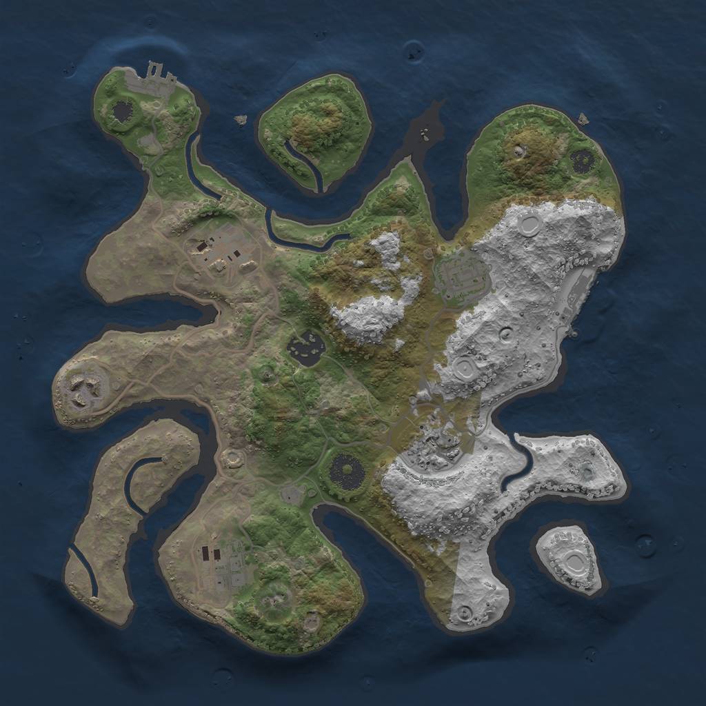 Rust Map: Procedural Map, Size: 3000, Seed: 1624846, 16 Monuments