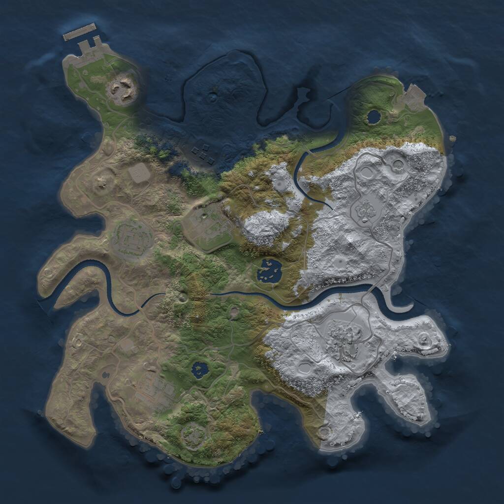 Rust Map: Procedural Map, Size: 3000, Seed: 1624846, 12 Monuments