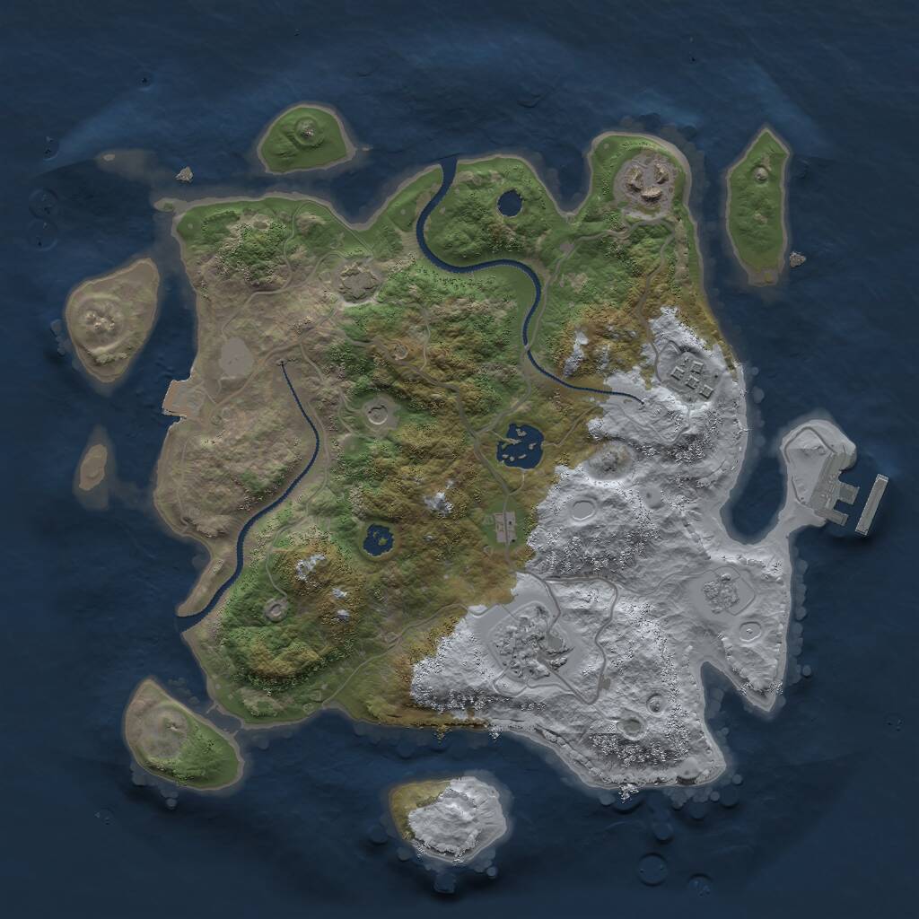 Rust Map: Procedural Map, Size: 3000, Seed: 987626086, 9 Monuments