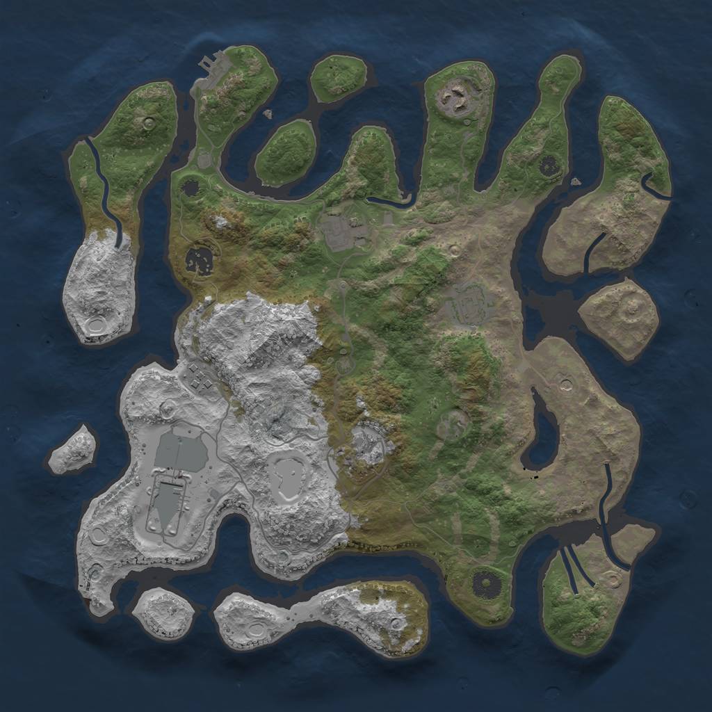 Rust Map: Procedural Map, Size: 3700, Seed: 23208, 14 Monuments