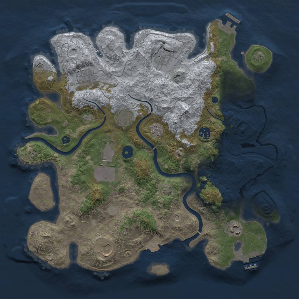 Rust Map: Procedural Map, Size: 3700, Seed: 905365183, 14 Monuments