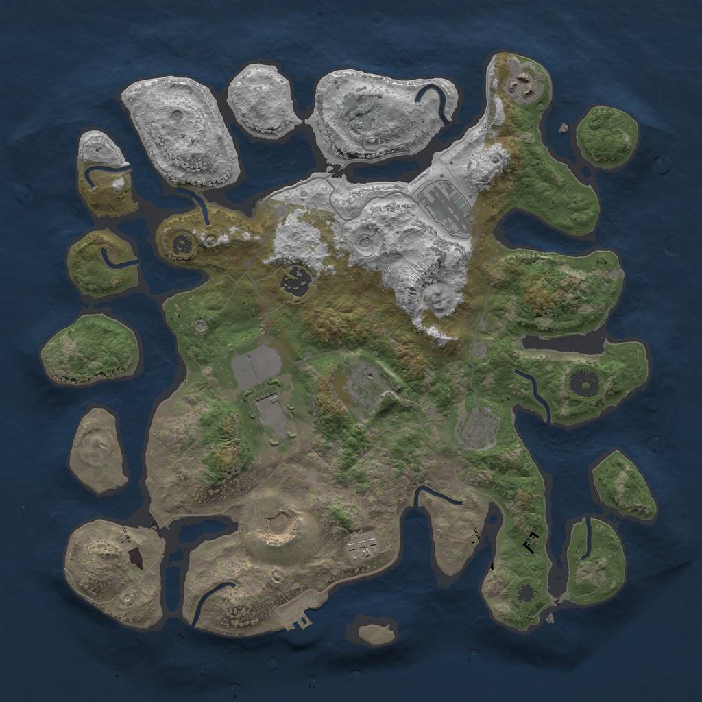 Rust Map: Procedural Map, Size: 3700, Seed: 905365183, 12 Monuments