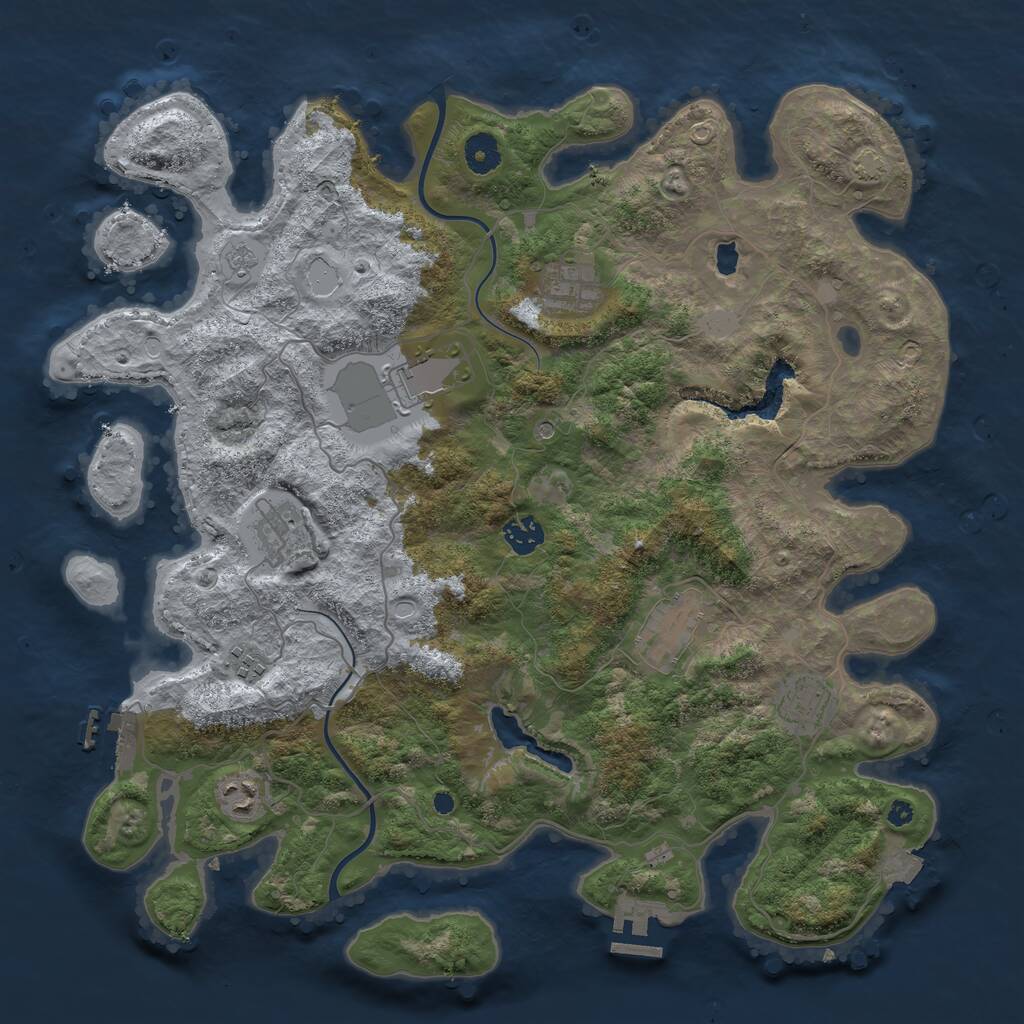 Rust Map: Procedural Map, Size: 4000, Seed: 290220, 14 Monuments