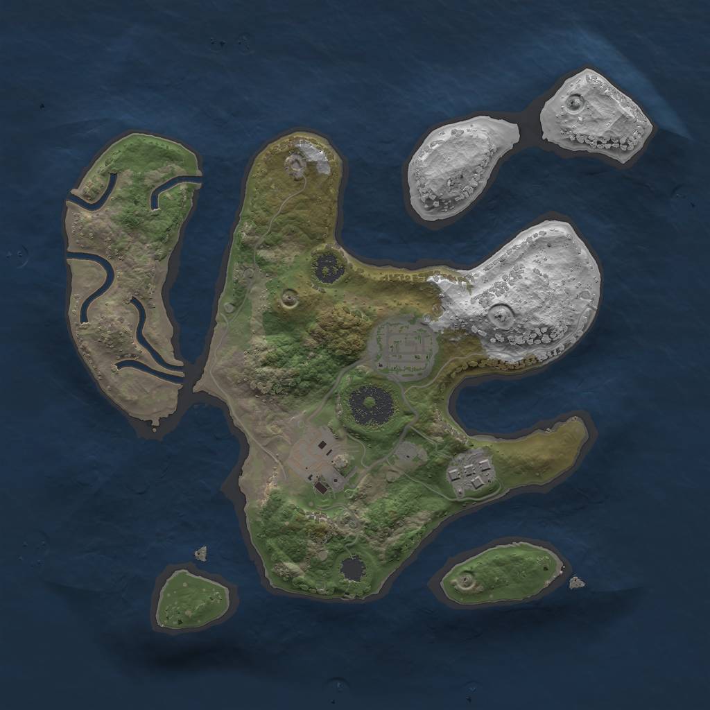 Rust Map: Procedural Map, Size: 2500, Seed: 87627682, 5 Monuments