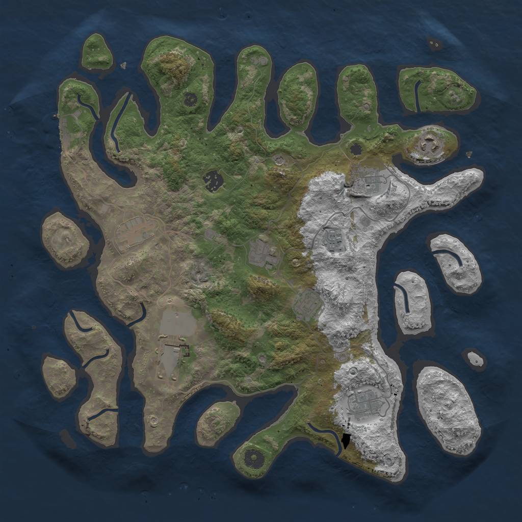 Rust Map: Procedural Map, Size: 3900, Seed: 453645, 13 Monuments