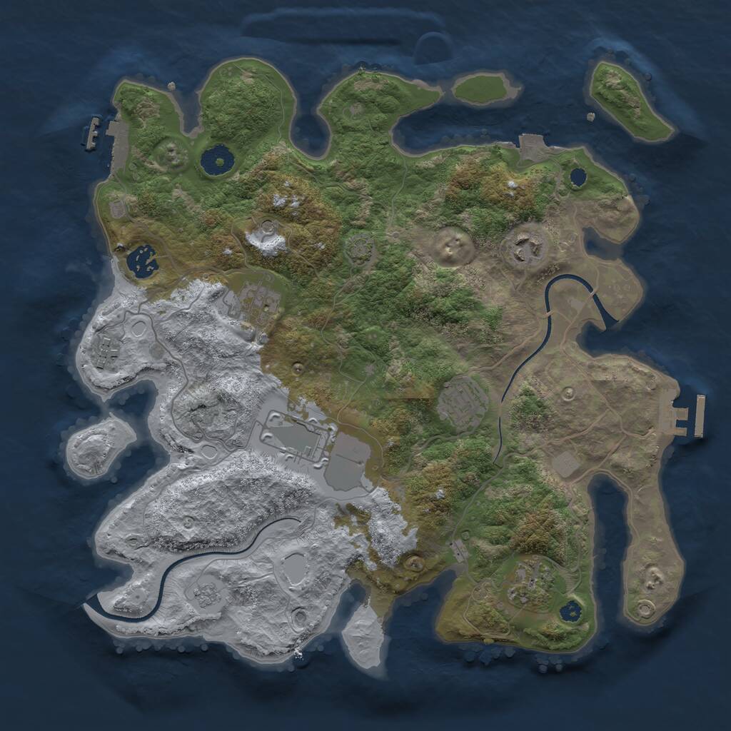 Rust Map: Procedural Map, Size: 3500, Seed: 2100821144, 13 Monuments