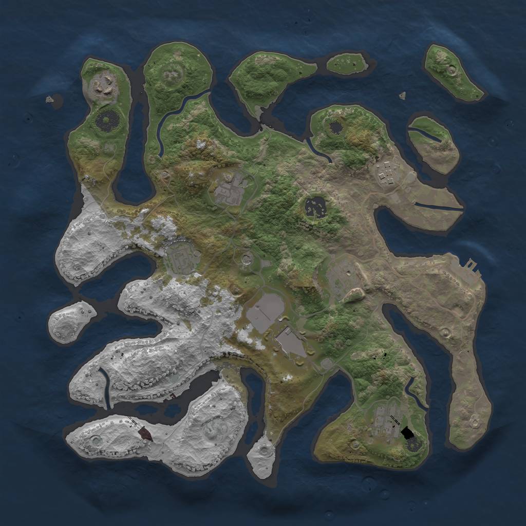 Rust Map: Procedural Map, Size: 3500, Seed: 2100821144, 12 Monuments