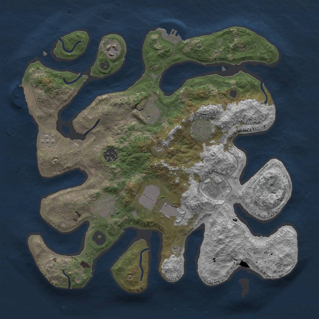 Rust Map: Procedural Map, Size: 3500, Seed: 71248592, 13 Monuments