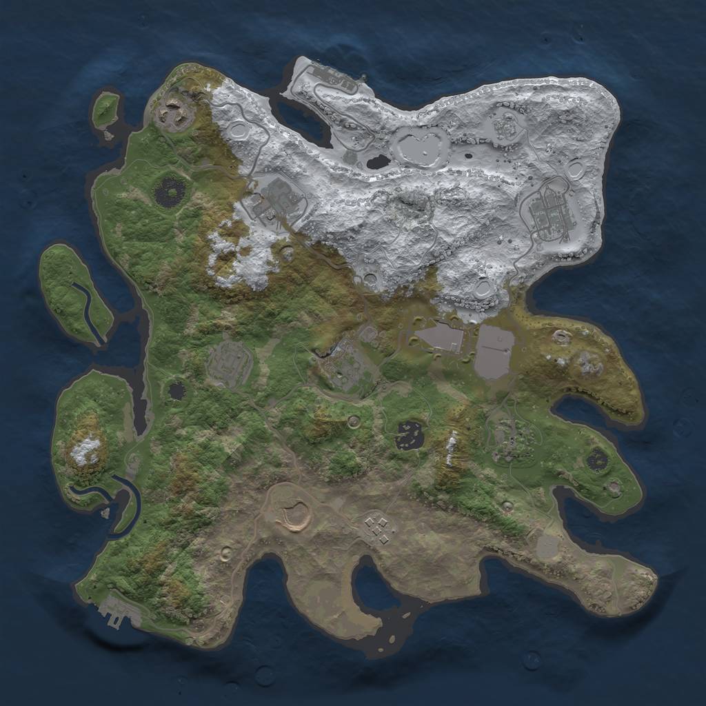 Rust Map: Procedural Map, Size: 3500, Seed: 616163, 19 Monuments