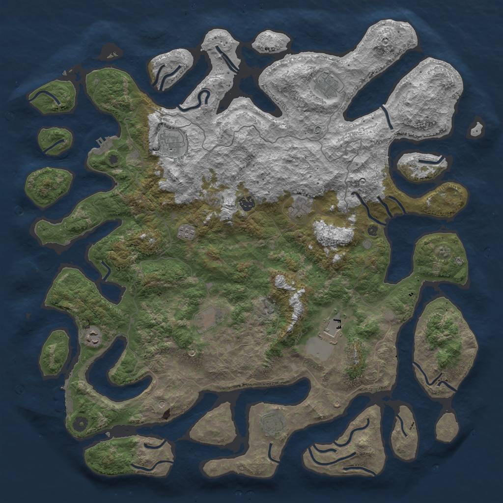 Rust Map: Procedural Map, Size: 5000, Seed: 6800, 14 Monuments