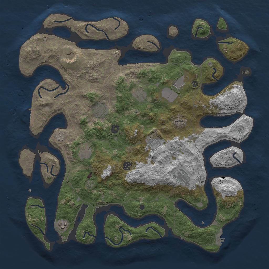 Rust Map: Procedural Map, Size: 4500, Seed: 1493524985, 21 Monuments