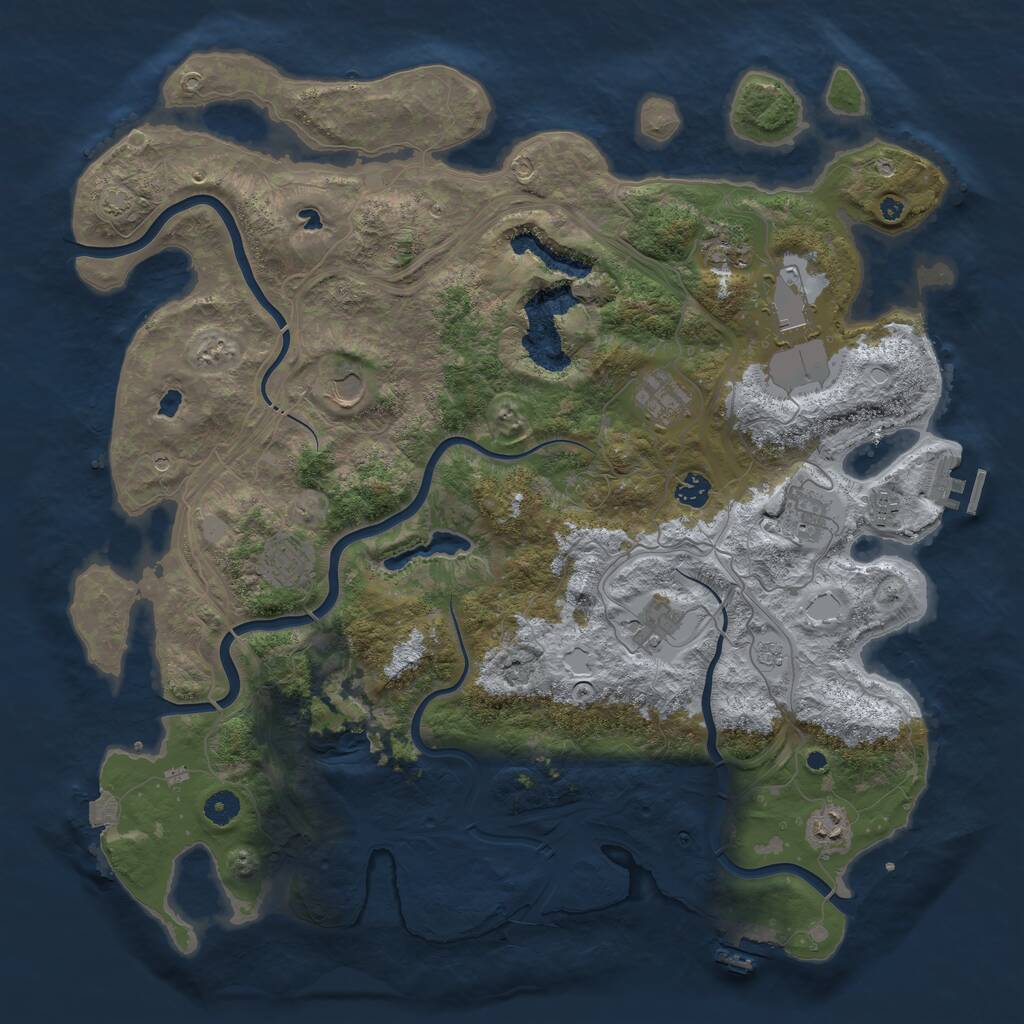 Rust Map: Procedural Map, Size: 4500, Seed: 1493524985, 16 Monuments