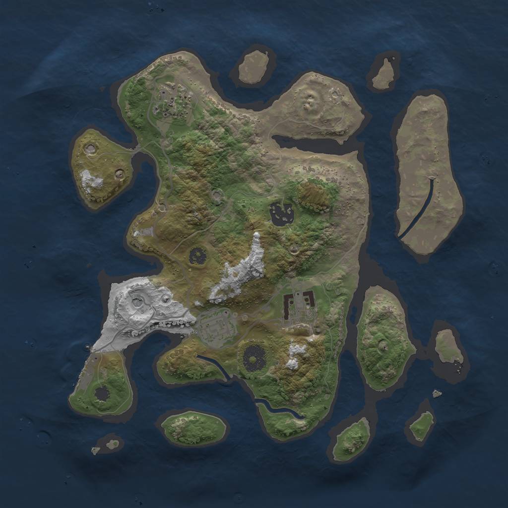 Rust Map: Procedural Map, Size: 3000, Seed: 1678947141, 8 Monuments