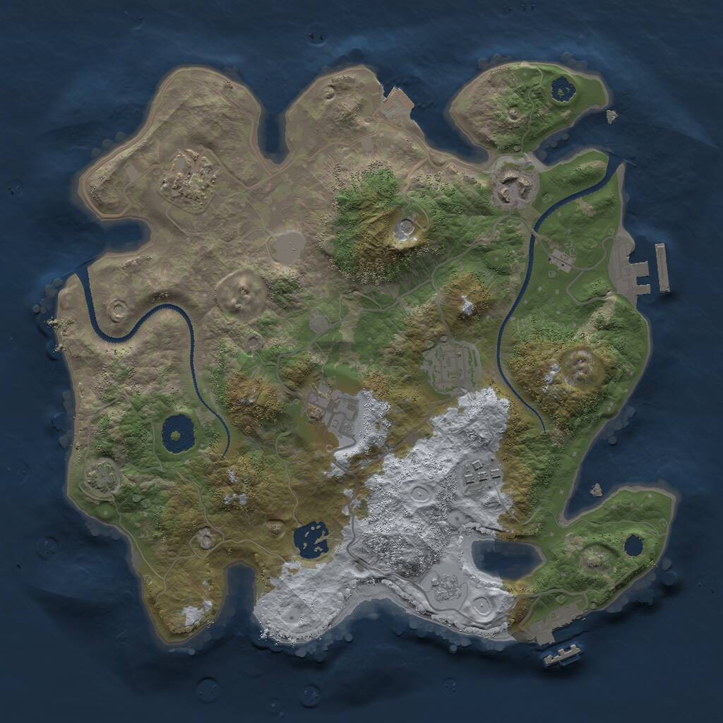 Rust Map: Procedural Map, Size: 3000, Seed: 266635642, 12 Monuments