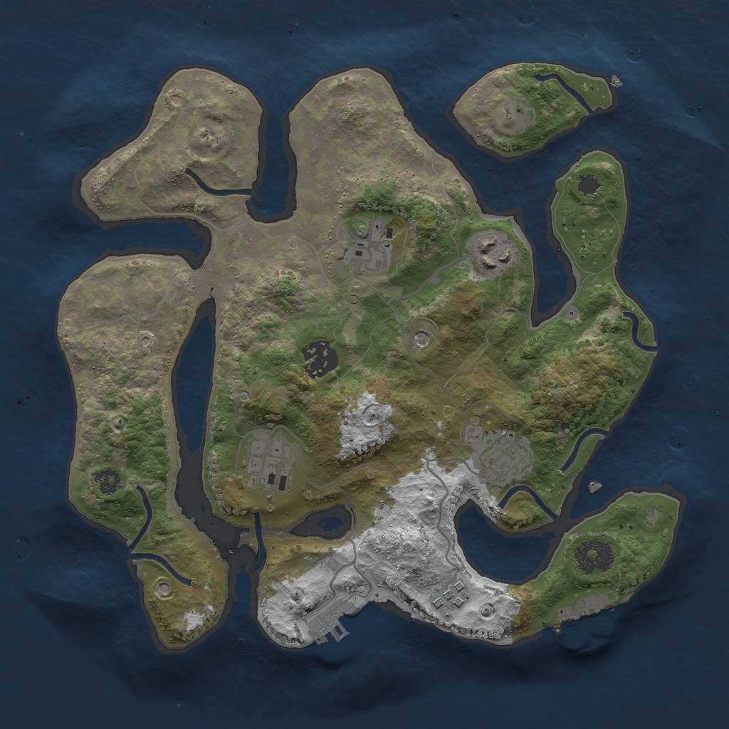 Rust Map: Procedural Map, Size: 3000, Seed: 266635642, 11 Monuments