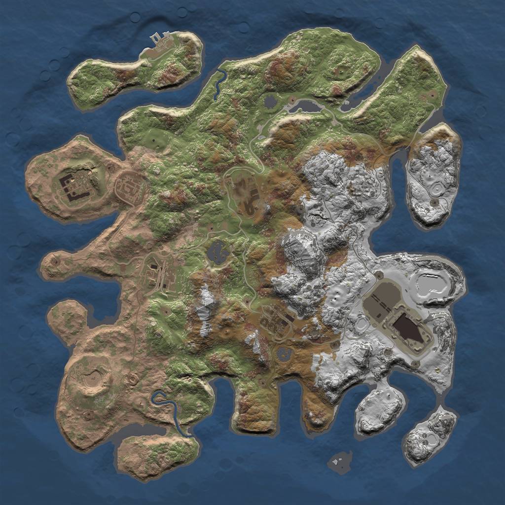 Rust Map: Procedural Map, Size: 3500, Seed: 1439342279, 13 Monuments