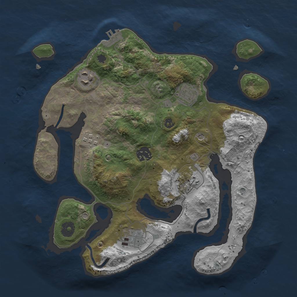 Rust Map: Procedural Map, Size: 3000, Seed: 1670168597, 10 Monuments