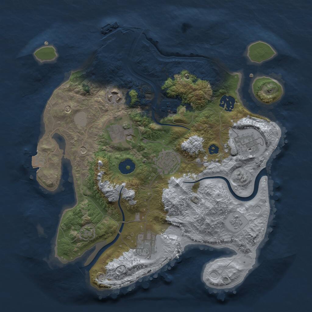 Rust Map: Procedural Map, Size: 3000, Seed: 1670168597, 12 Monuments