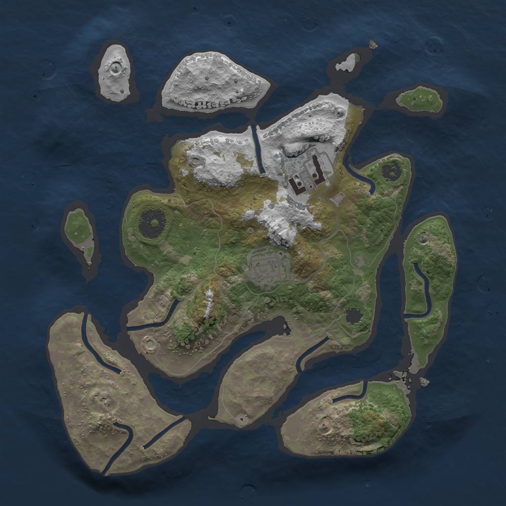 Rust Map: Procedural Map, Size: 2683, Seed: 564875, 4 Monuments