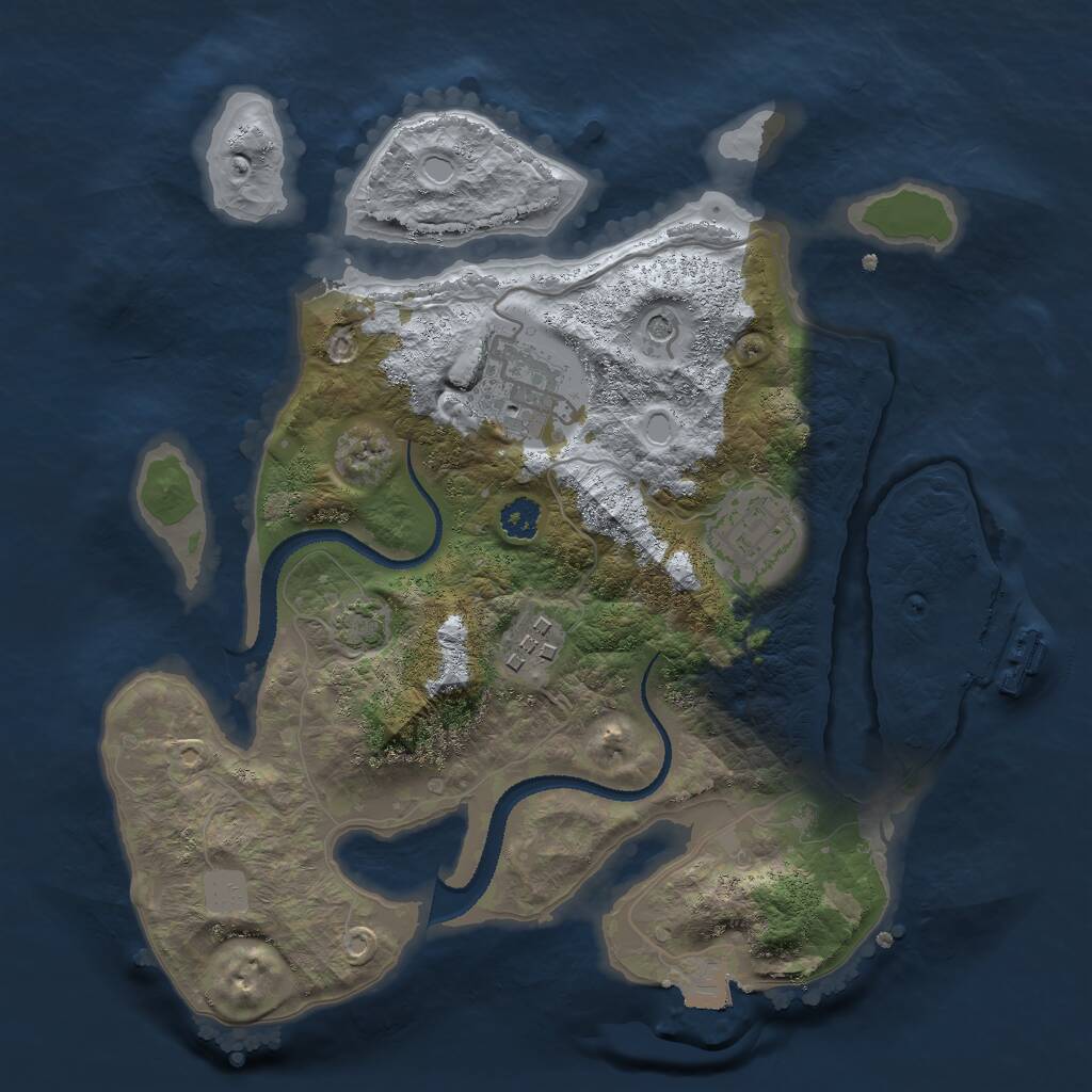 Rust Map: Procedural Map, Size: 2683, Seed: 564875, 7 Monuments
