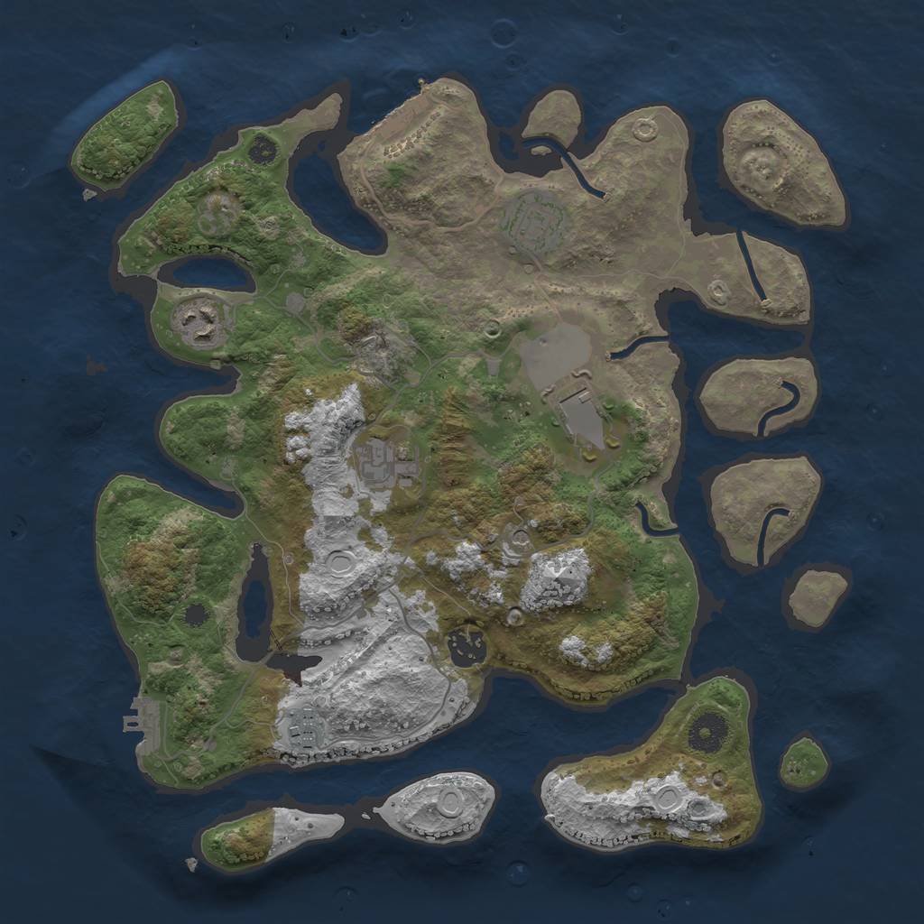 Rust Map: Procedural Map, Size: 3500, Seed: 789455524, 14 Monuments