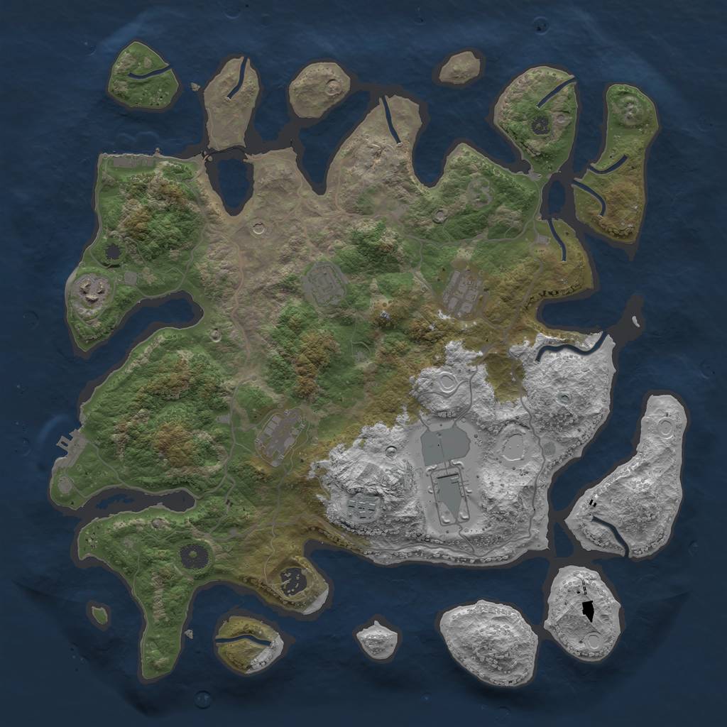 Rust Map: Procedural Map, Size: 4000, Seed: 283834026, 18 Monuments