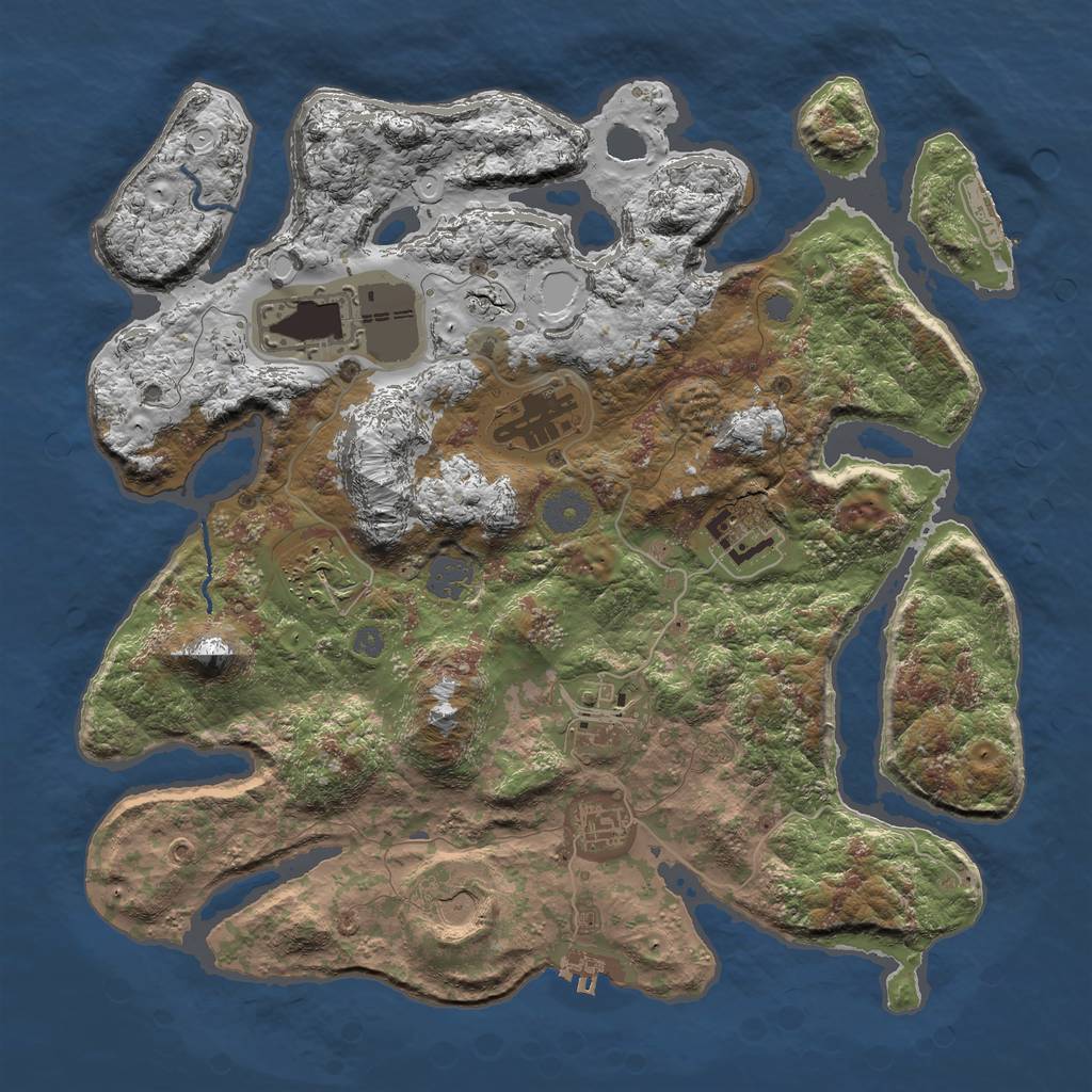 Rust Map: Procedural Map, Size: 3660, Seed: 1183470176, 14 Monuments