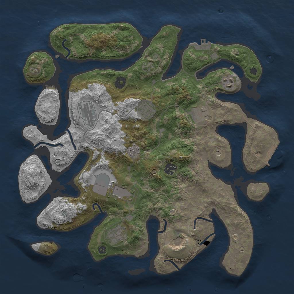 Rust Map: Procedural Map, Size: 3700, Seed: 25252, 17 Monuments