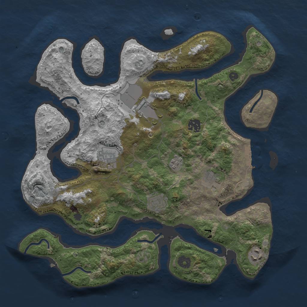 Rust Map: Procedural Map, Size: 3500, Seed: 179613945, 11 Monuments