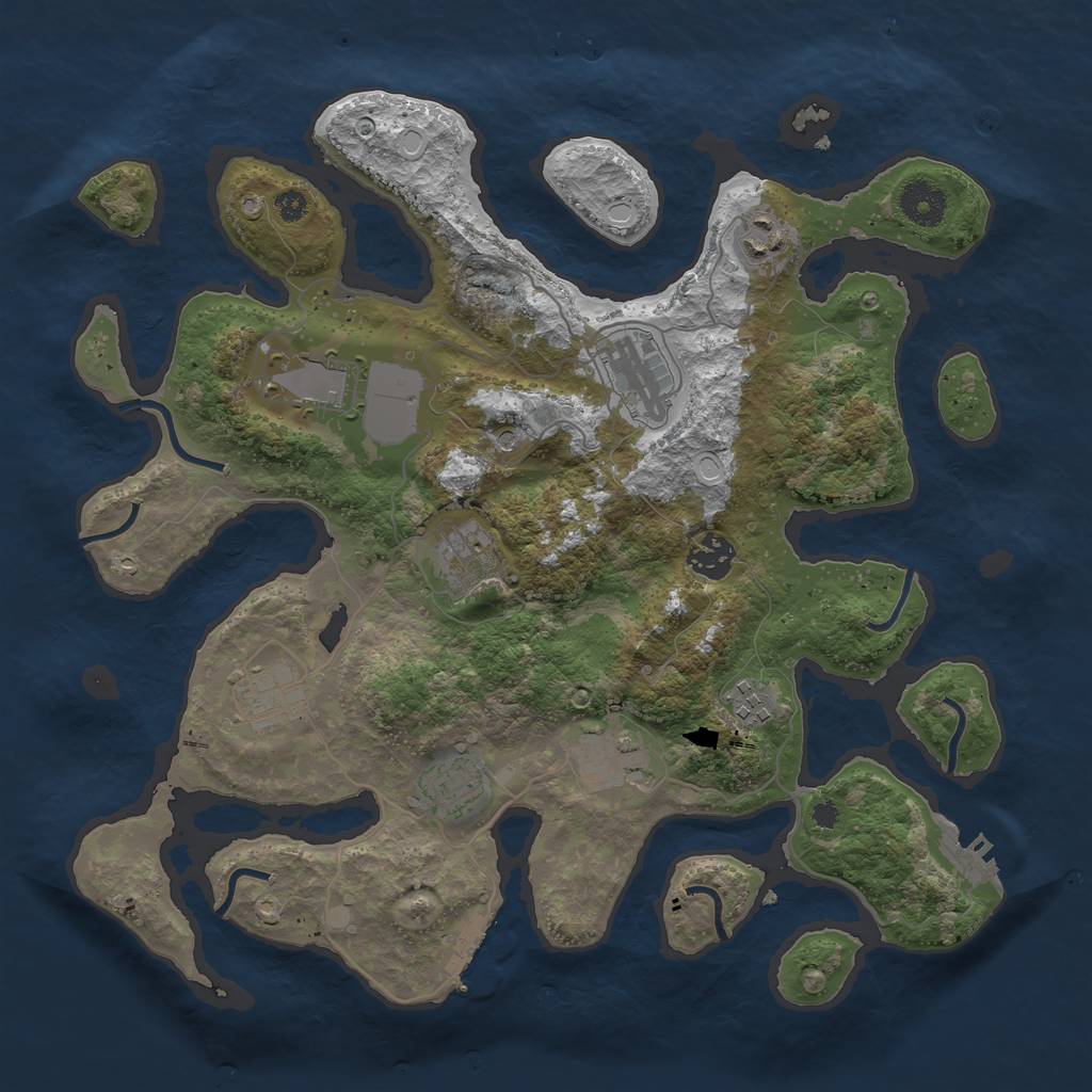 Rust Map: Procedural Map, Size: 3600, Seed: 57430797, 17 Monuments