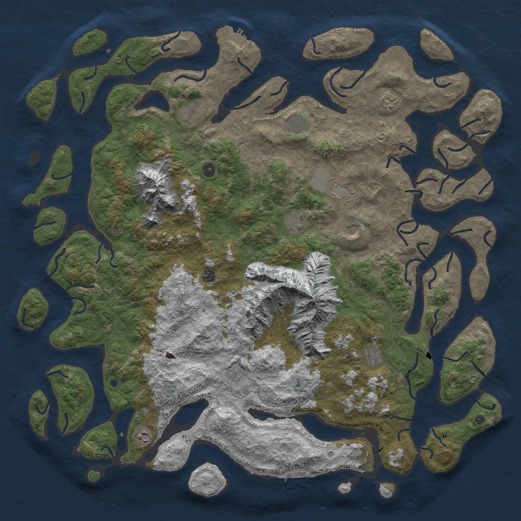 Rust Map: Procedural Map, Size: 6000, Seed: 474897734, 22 Monuments