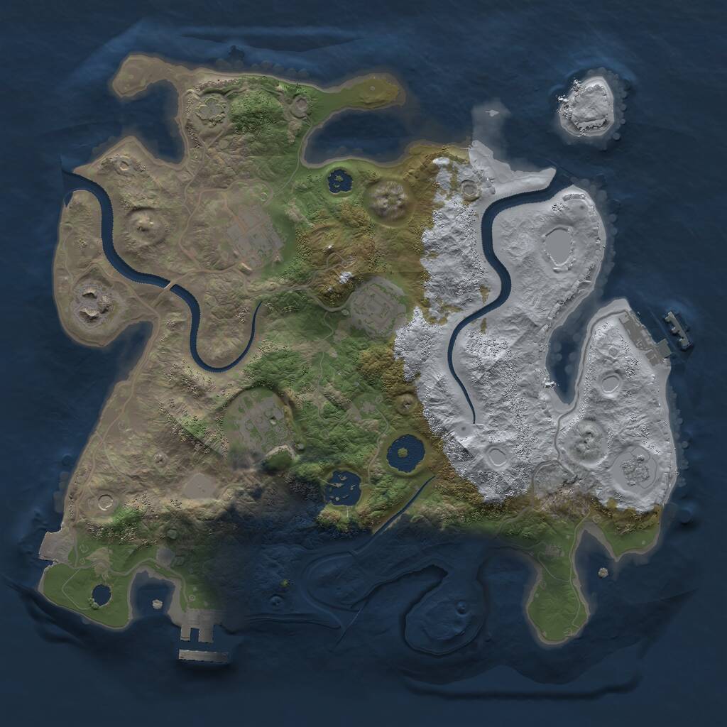 Rust Map: Procedural Map, Size: 3000, Seed: 2096499222, 11 Monuments