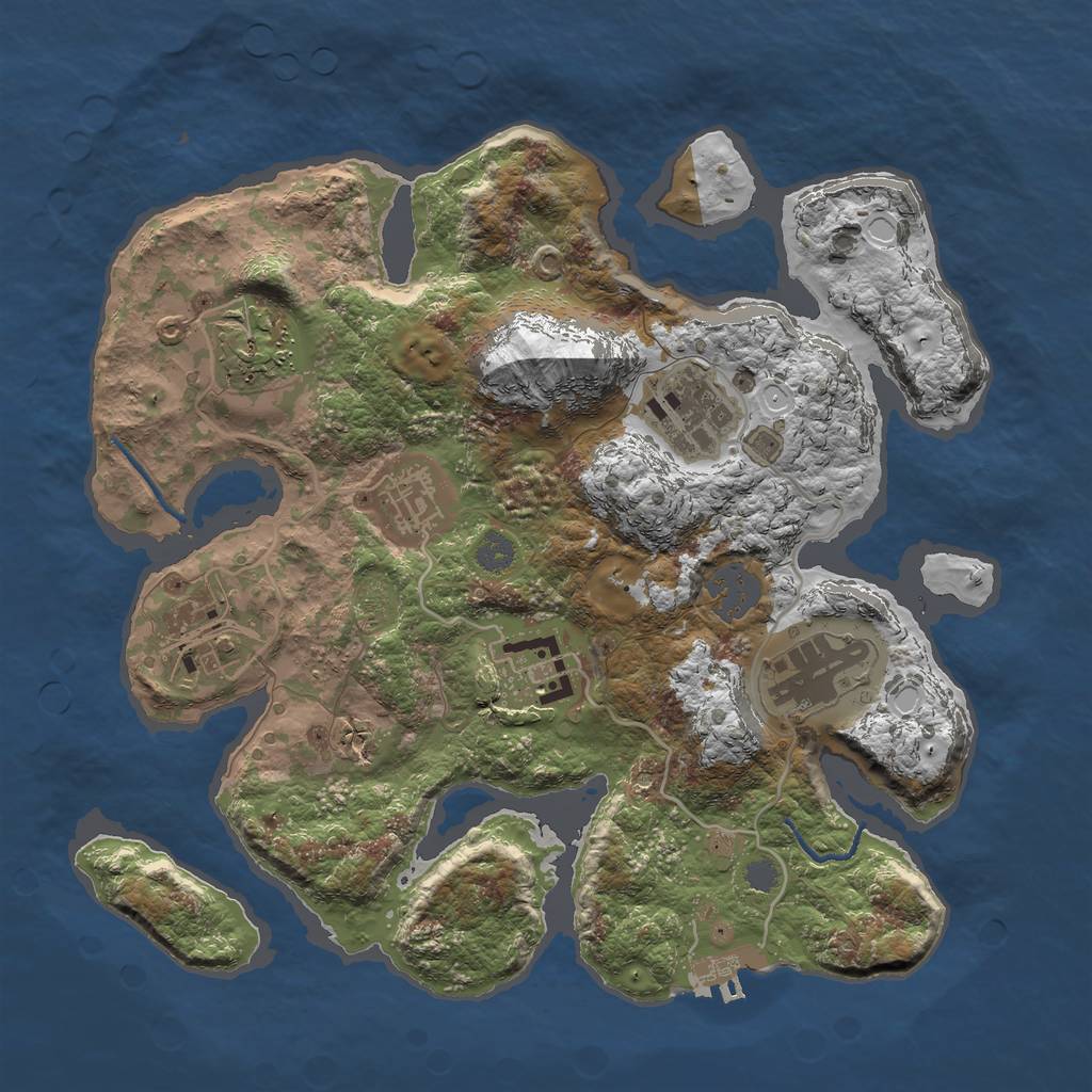 Rust Map: Procedural Map, Size: 3000, Seed: 2096499222, 12 Monuments