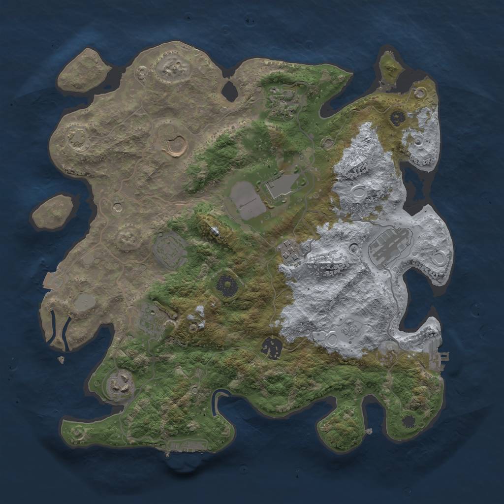 Rust Map: Procedural Map, Size: 3500, Seed: 65122, 17 Monuments