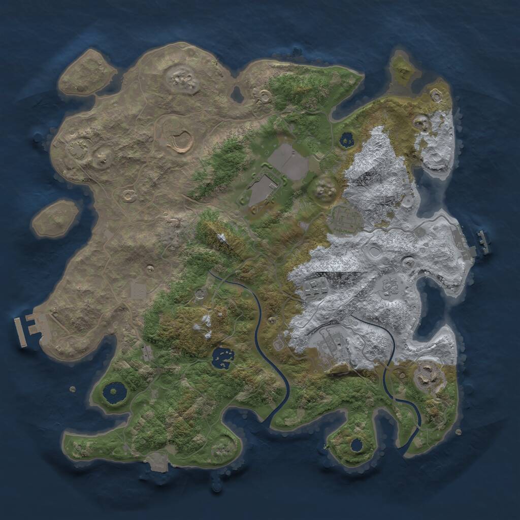 Rust Map: Procedural Map, Size: 3500, Seed: 65122, 13 Monuments